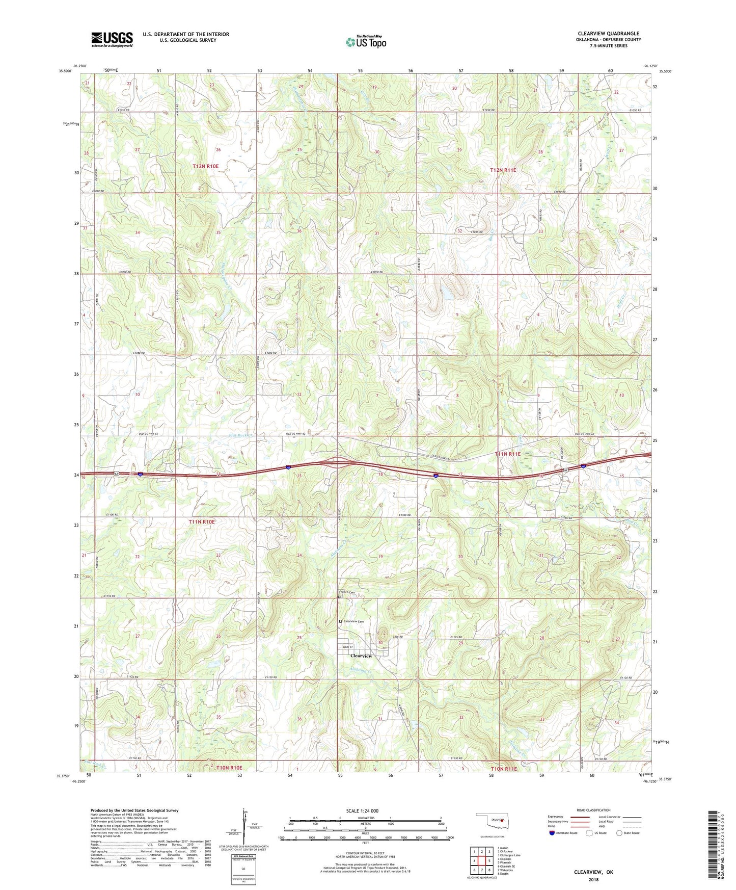 Clearview Oklahoma US Topo Map Image