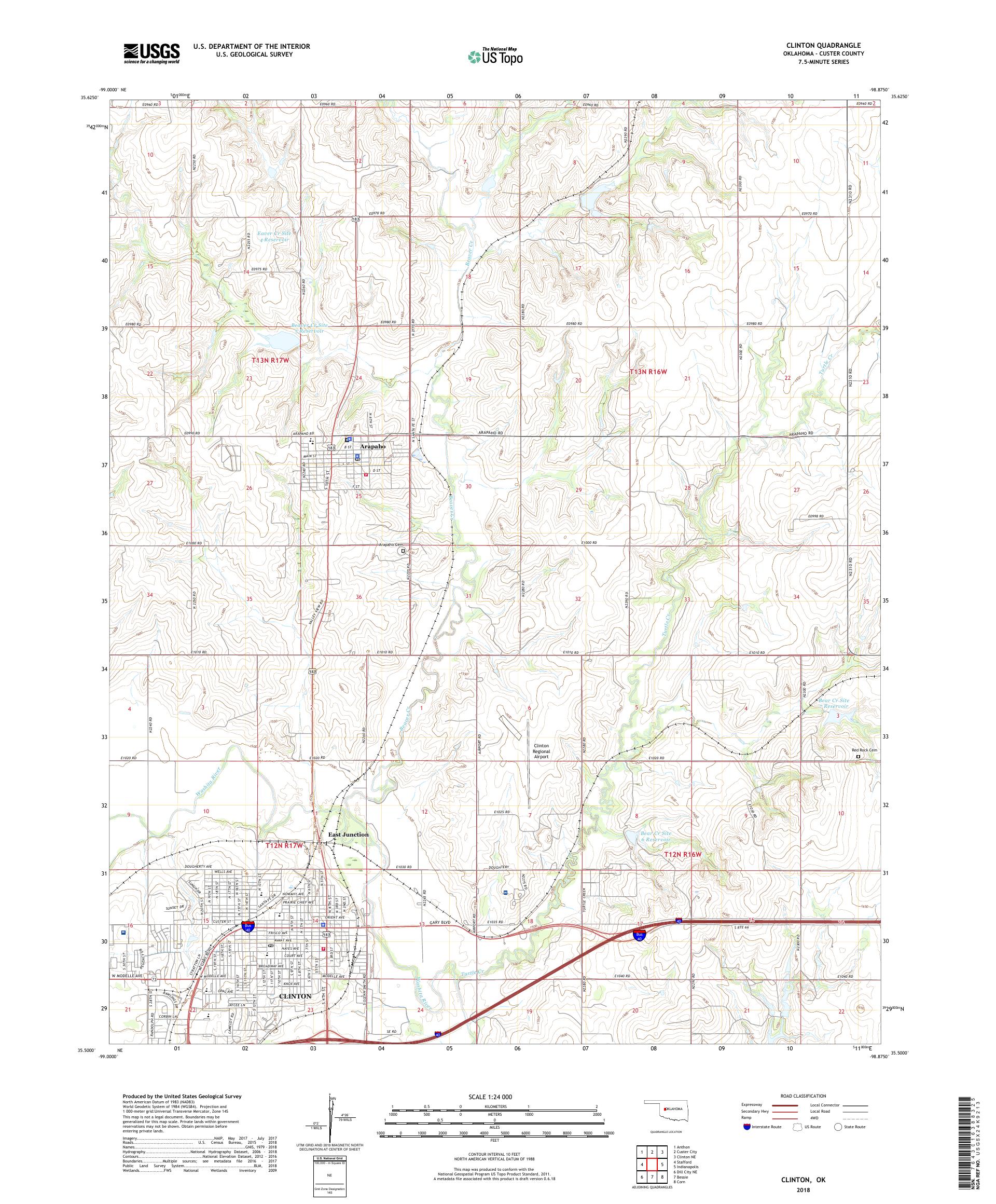 Clinton Oklahoma US Topo Map – MyTopo Map Store