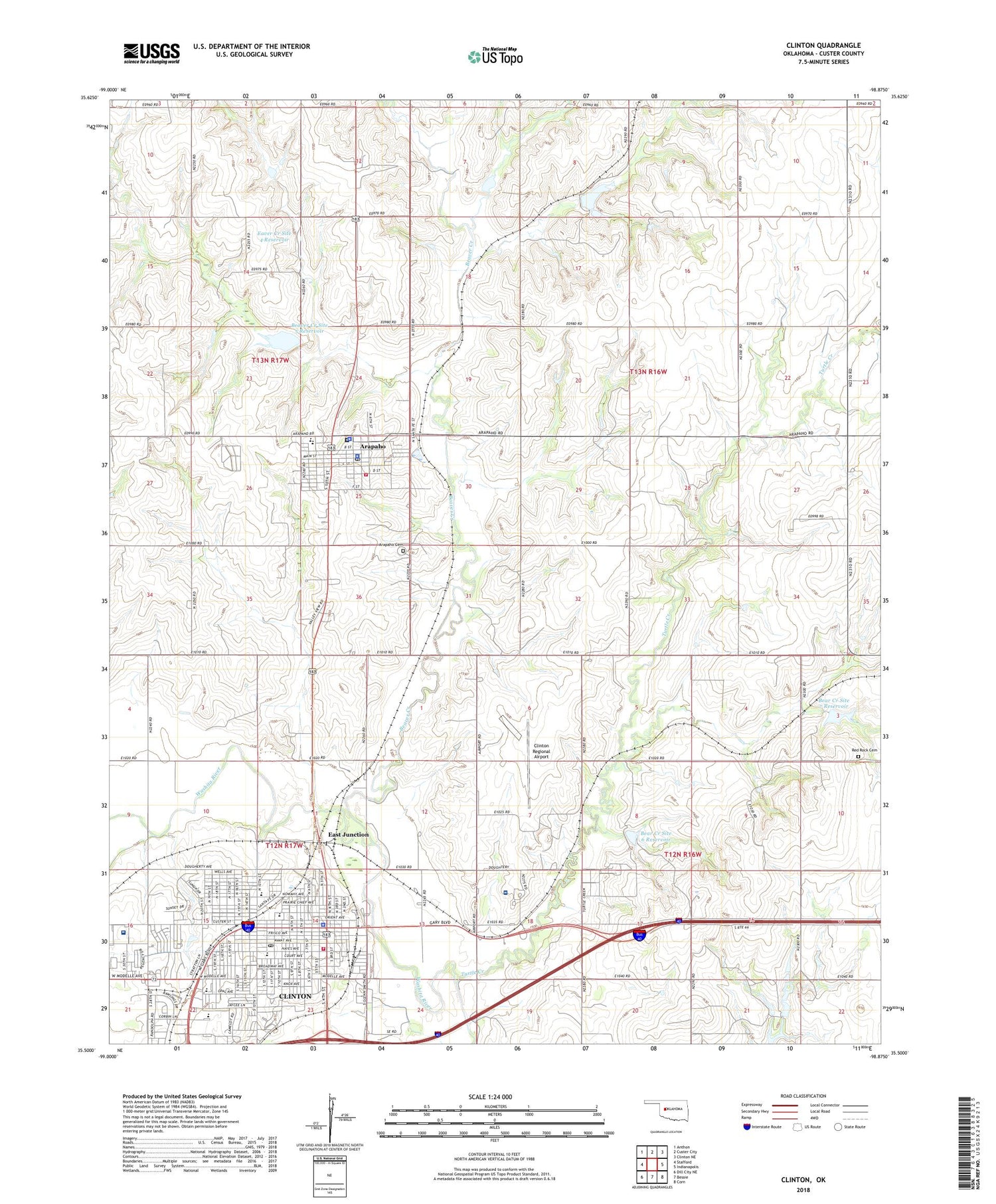 Clinton Oklahoma US Topo Map Image