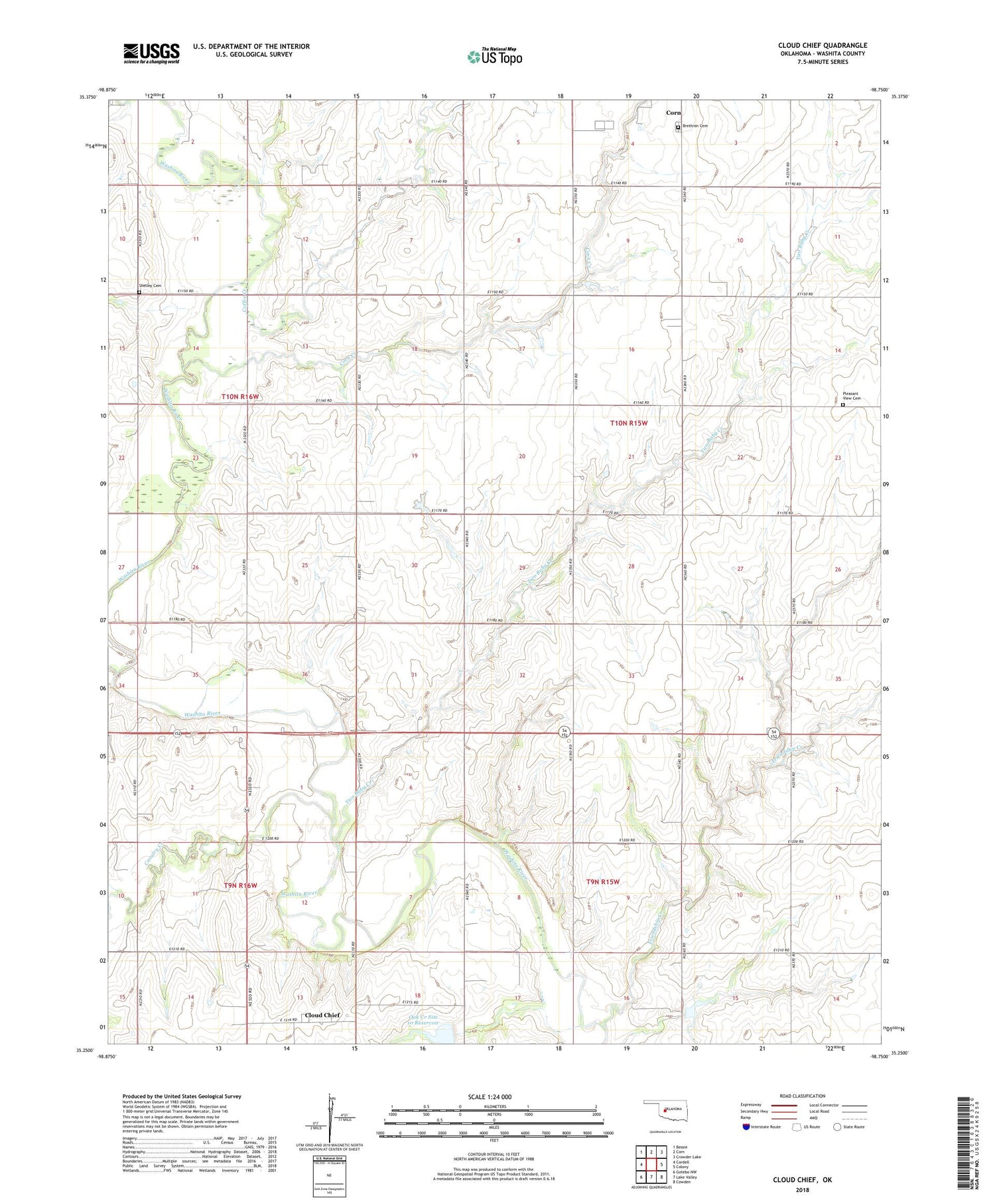 Cloud Chief Oklahoma US Topo Map Image