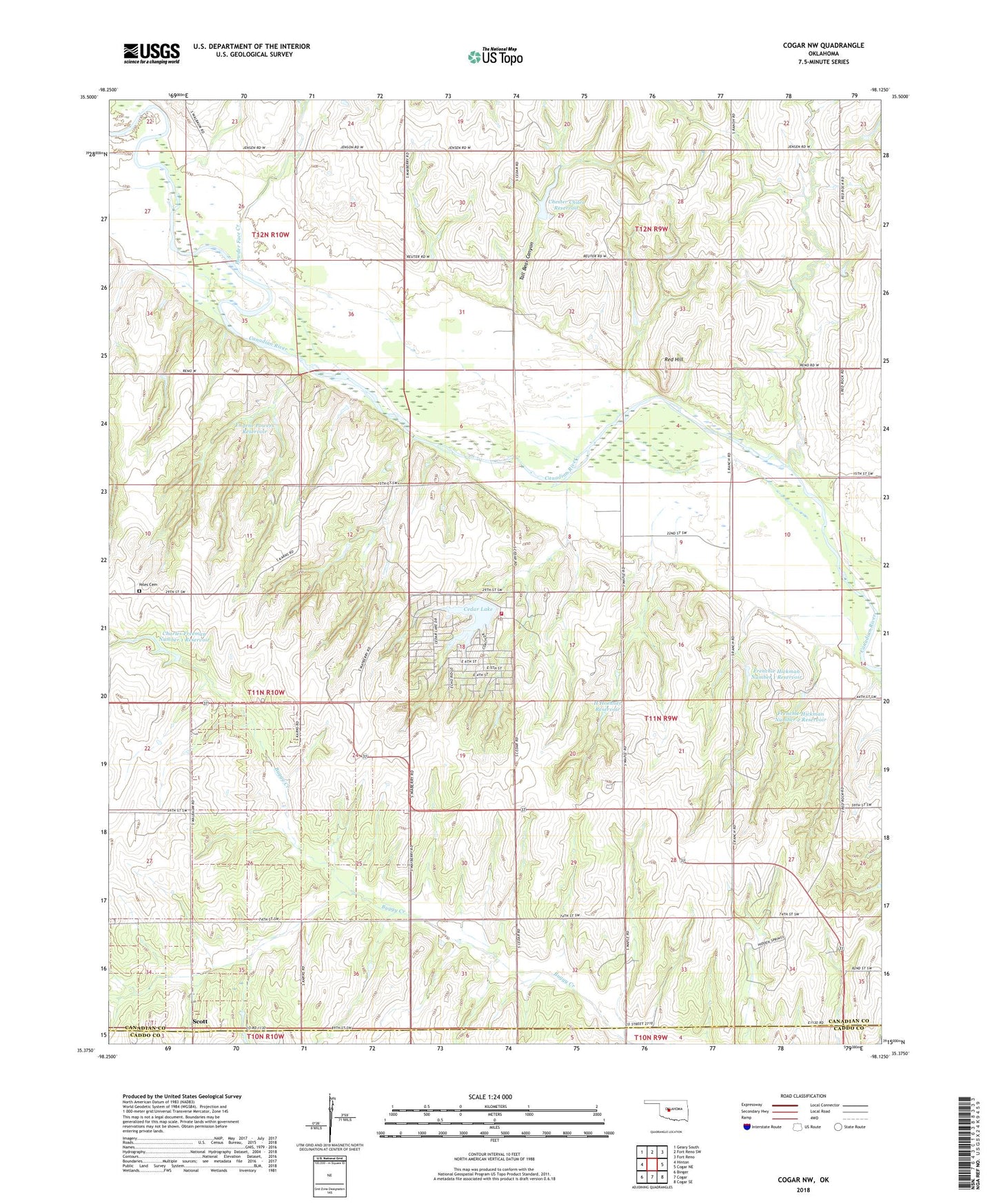 Cogar NW Oklahoma US Topo Map Image