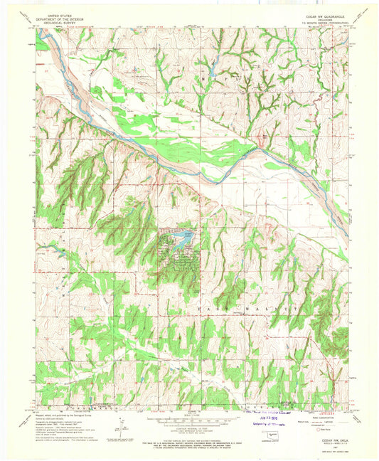 Classic USGS Cogar NW Oklahoma 7.5'x7.5' Topo Map Image