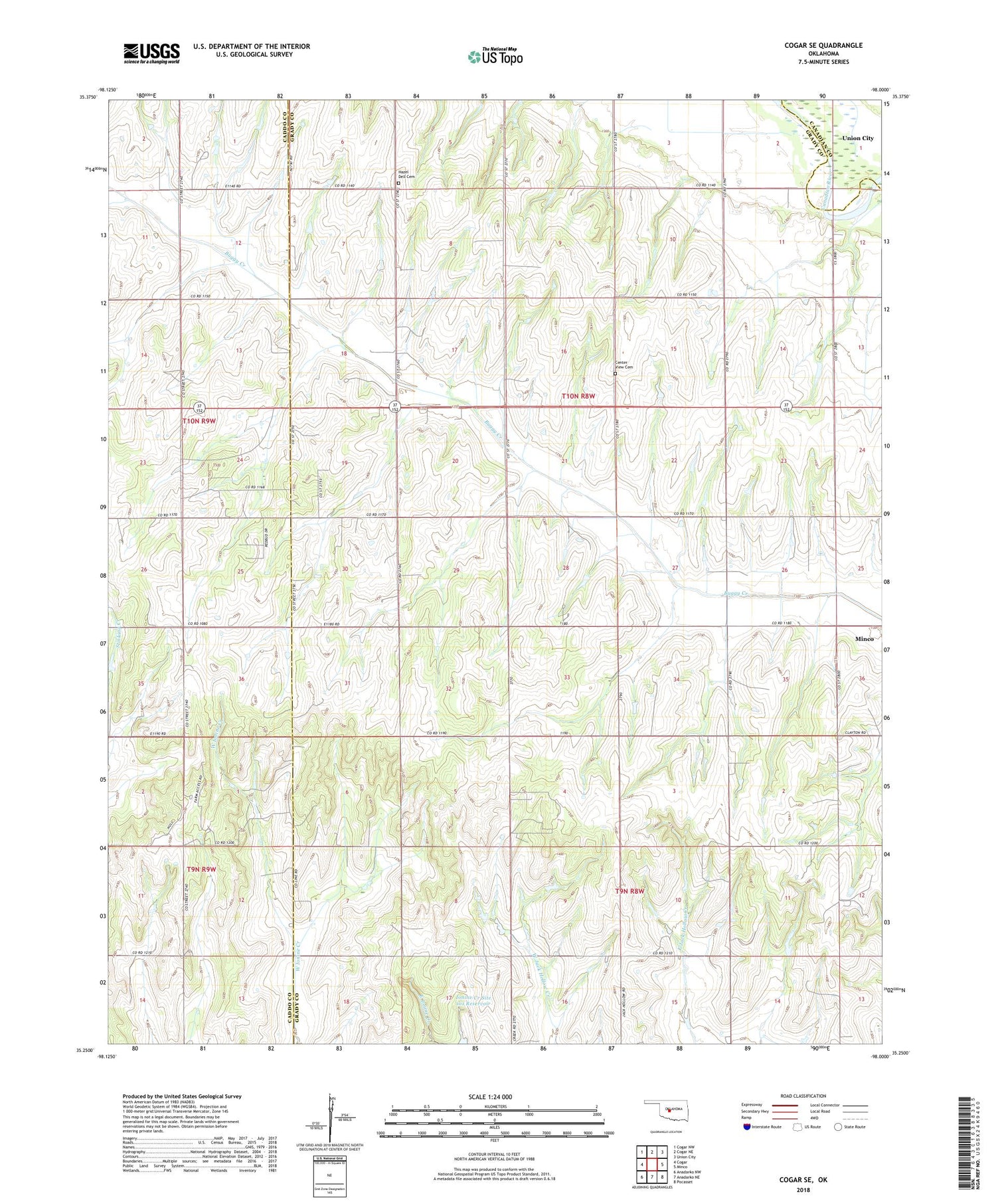 Cogar SE Oklahoma US Topo Map Image