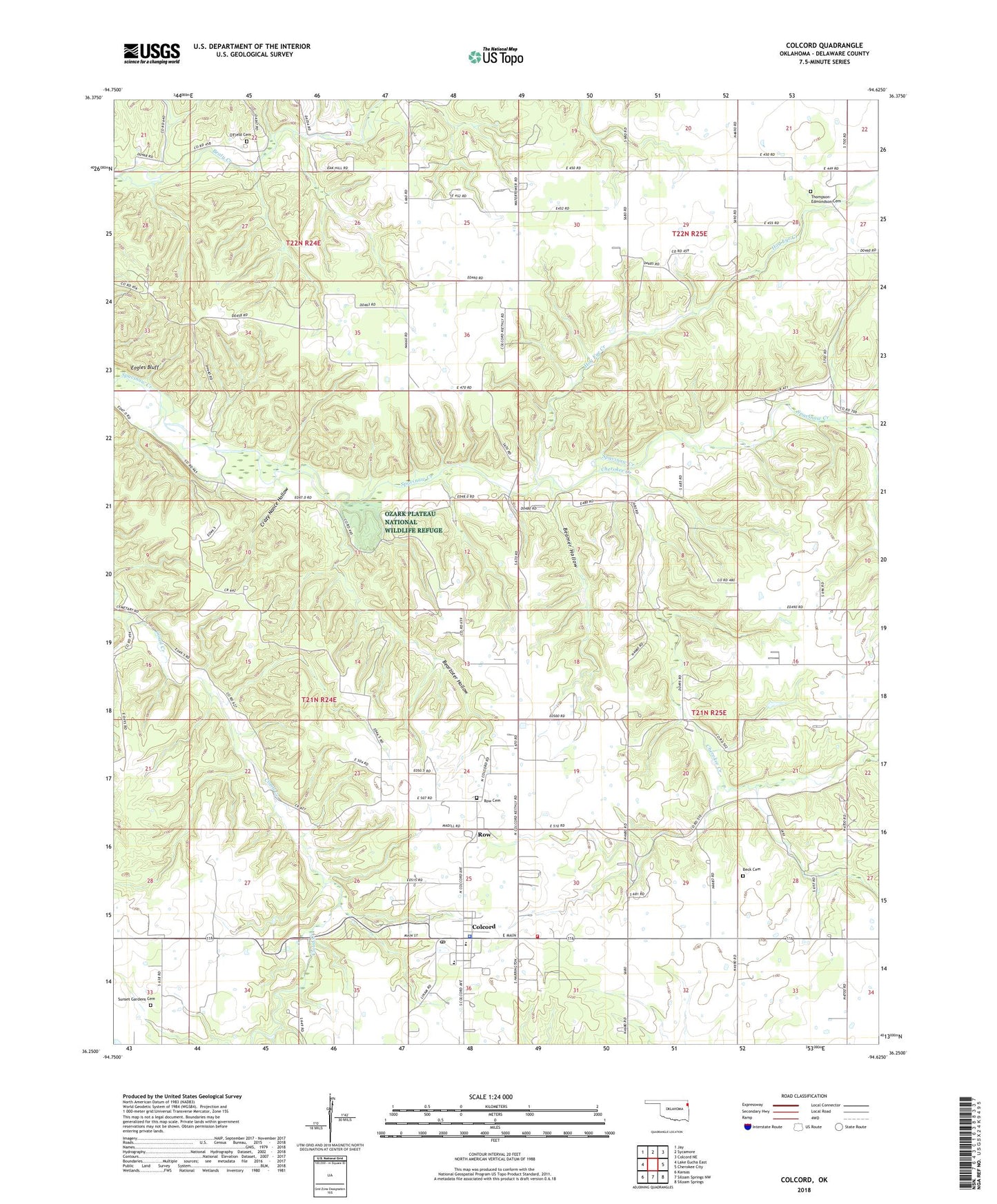 Colcord Oklahoma US Topo Map Image