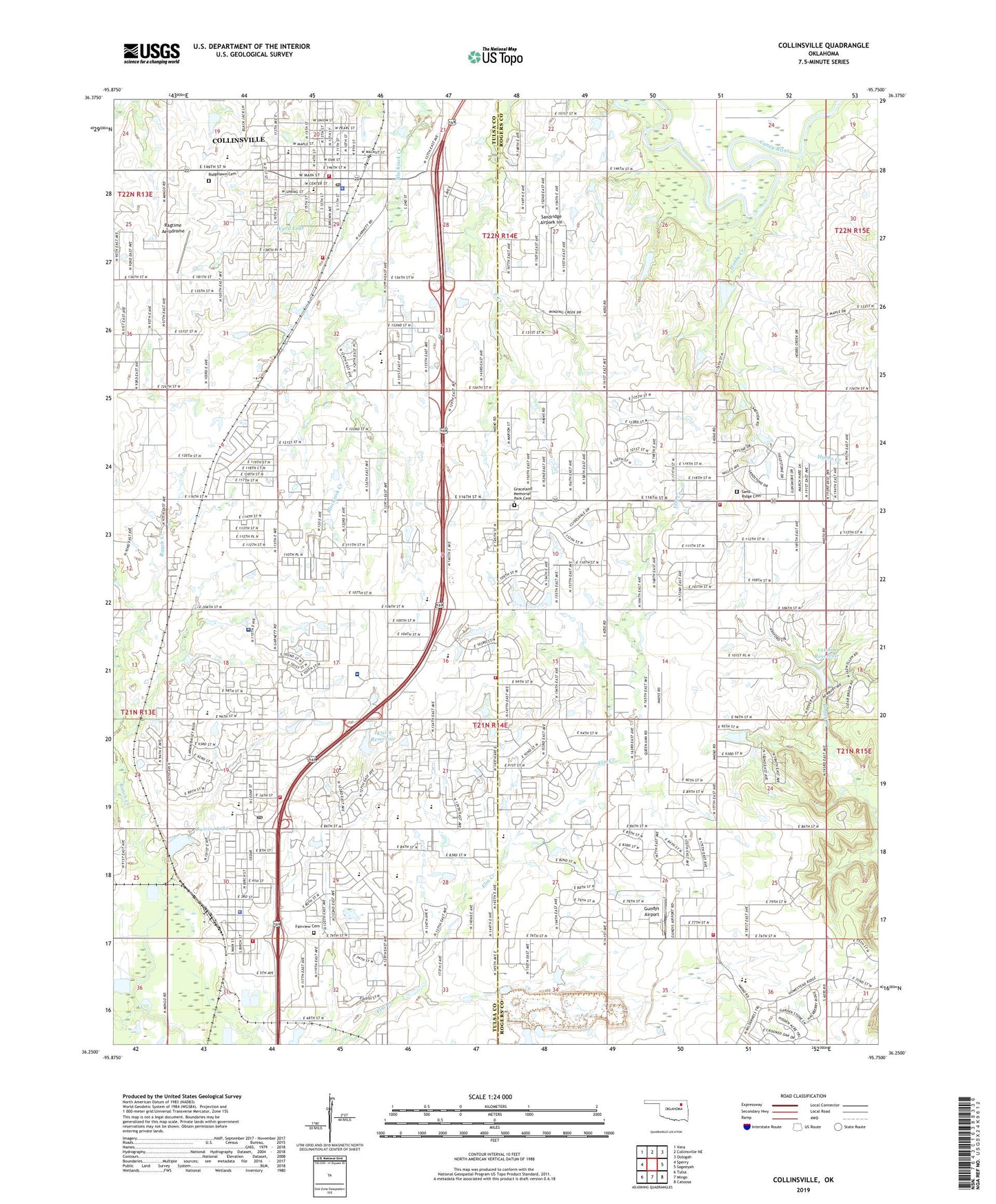Collinsville Oklahoma US Topo Map Image