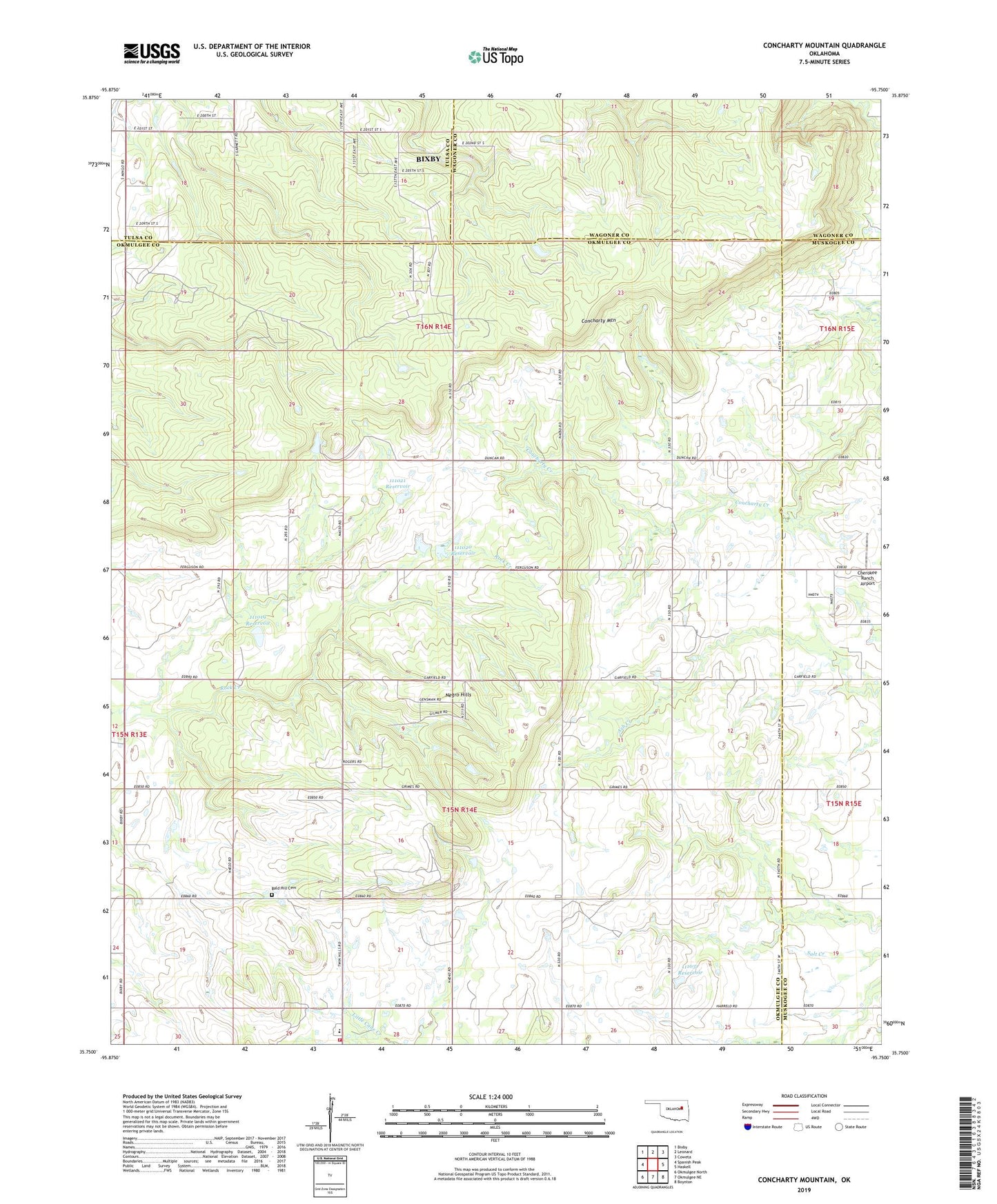 Concharty Mountain Oklahoma US Topo Map Image