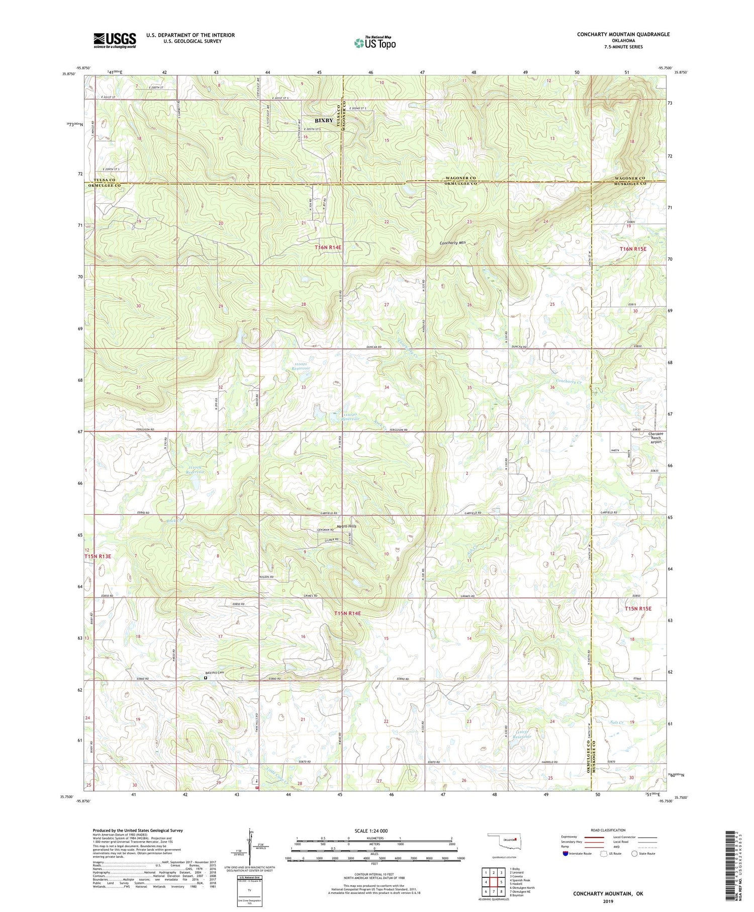 Concharty Mountain Oklahoma US Topo Map Image