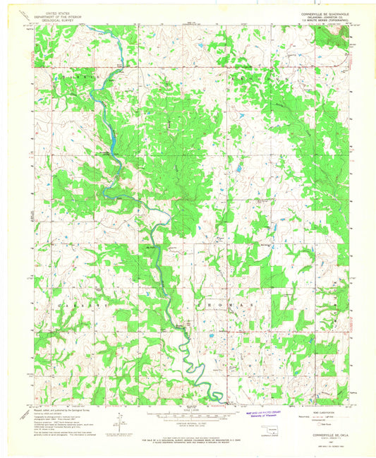 Classic USGS Connerville SE Oklahoma 7.5'x7.5' Topo Map Image