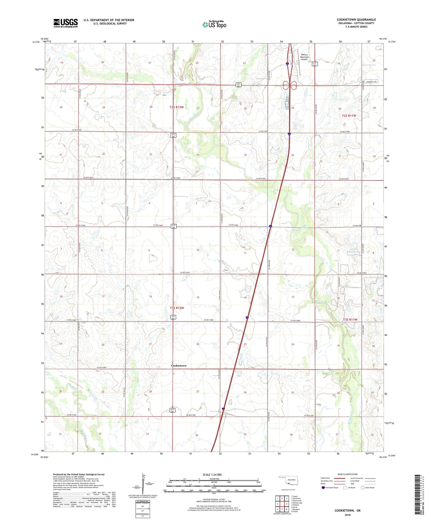 Cookietown Oklahoma US Topo Map Image