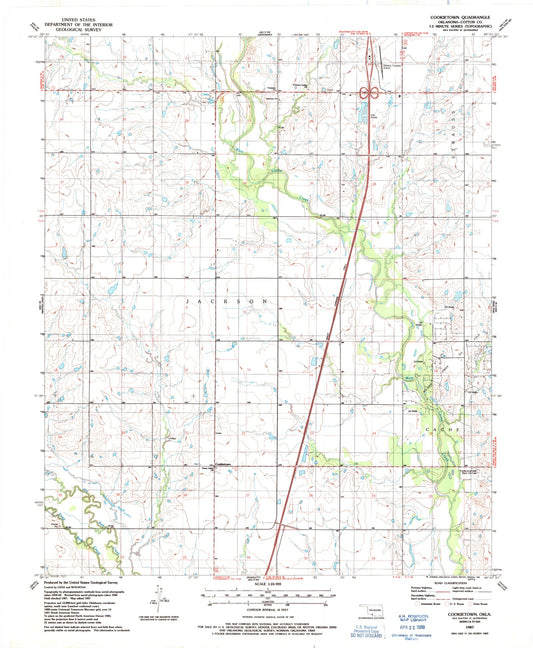 Classic USGS Cookietown Oklahoma 7.5'x7.5' Topo Map Image