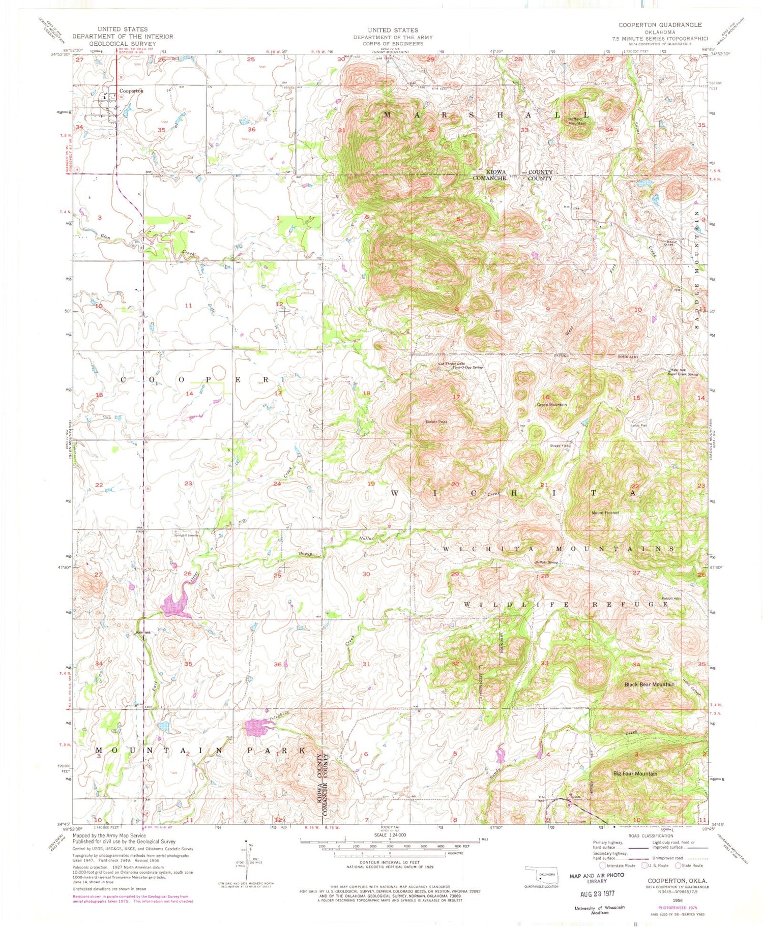 Classic USGS Cooperton Oklahoma 7.5'x7.5' Topo Map Image