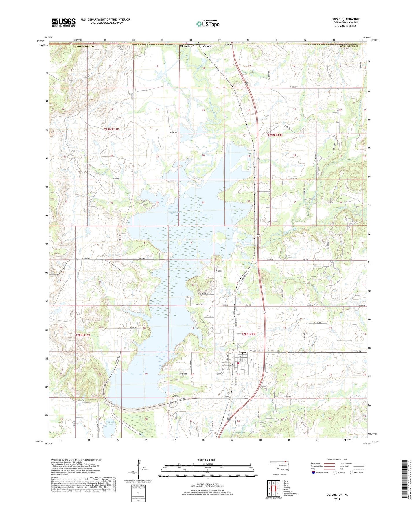 Copan Oklahoma US Topo Map Image