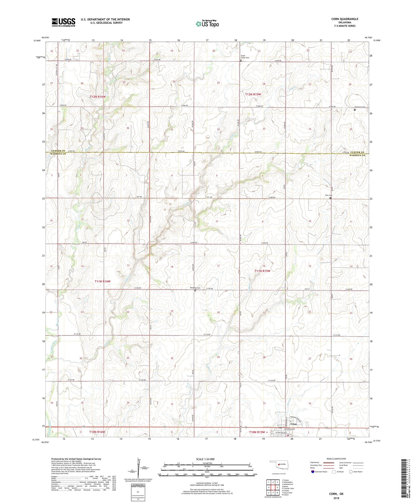 Corn Oklahoma US Topo Map Image