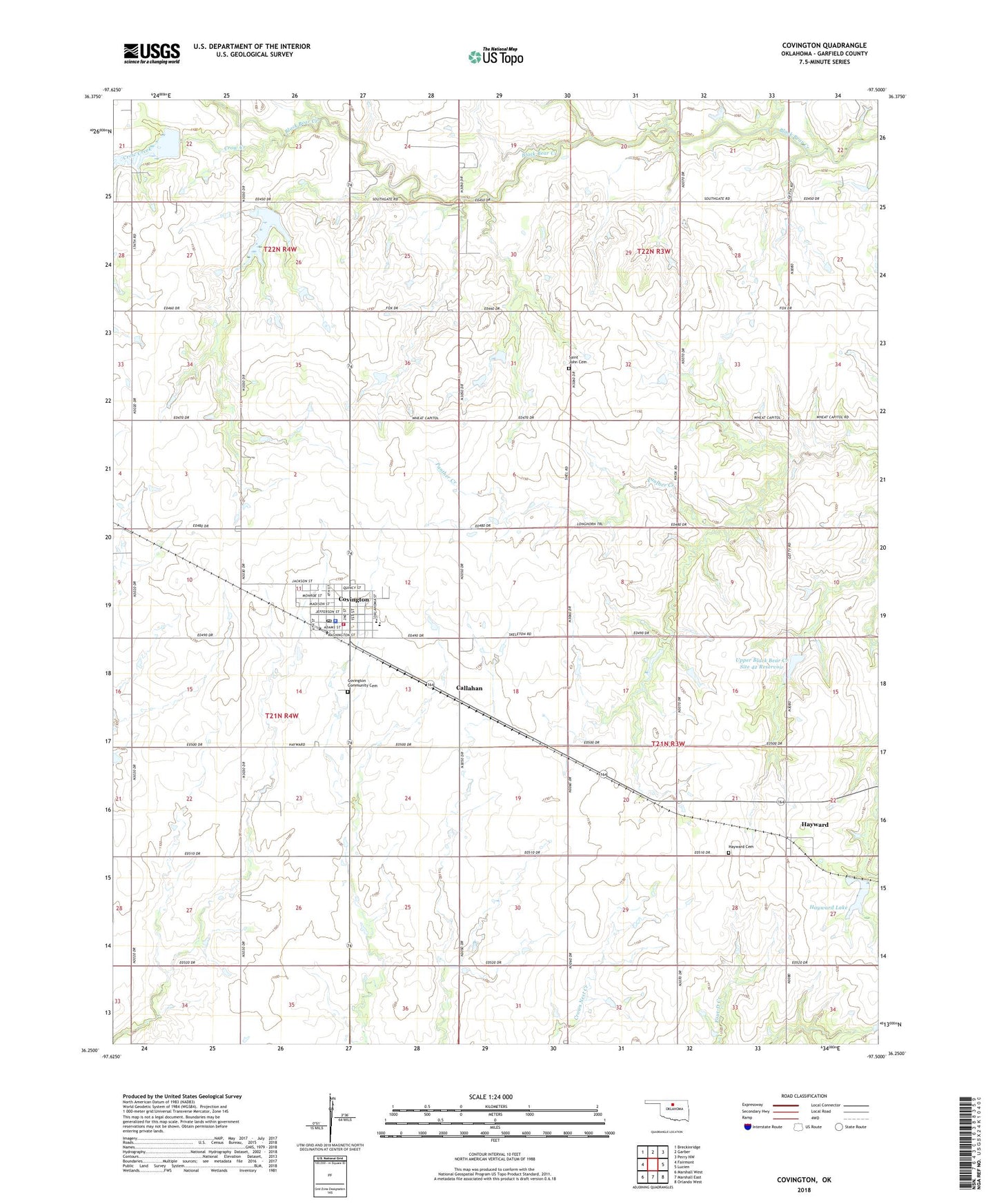 Covington Oklahoma US Topo Map Image