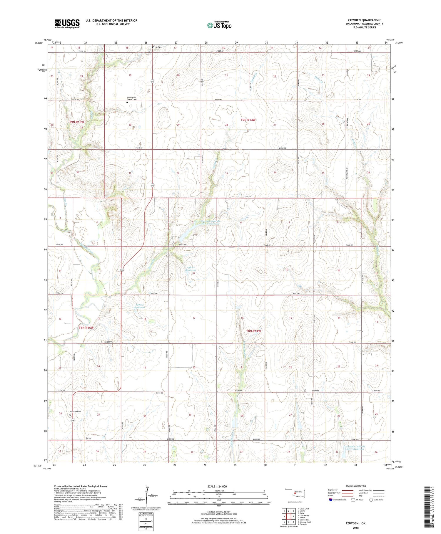 Cowden Oklahoma US Topo Map Image