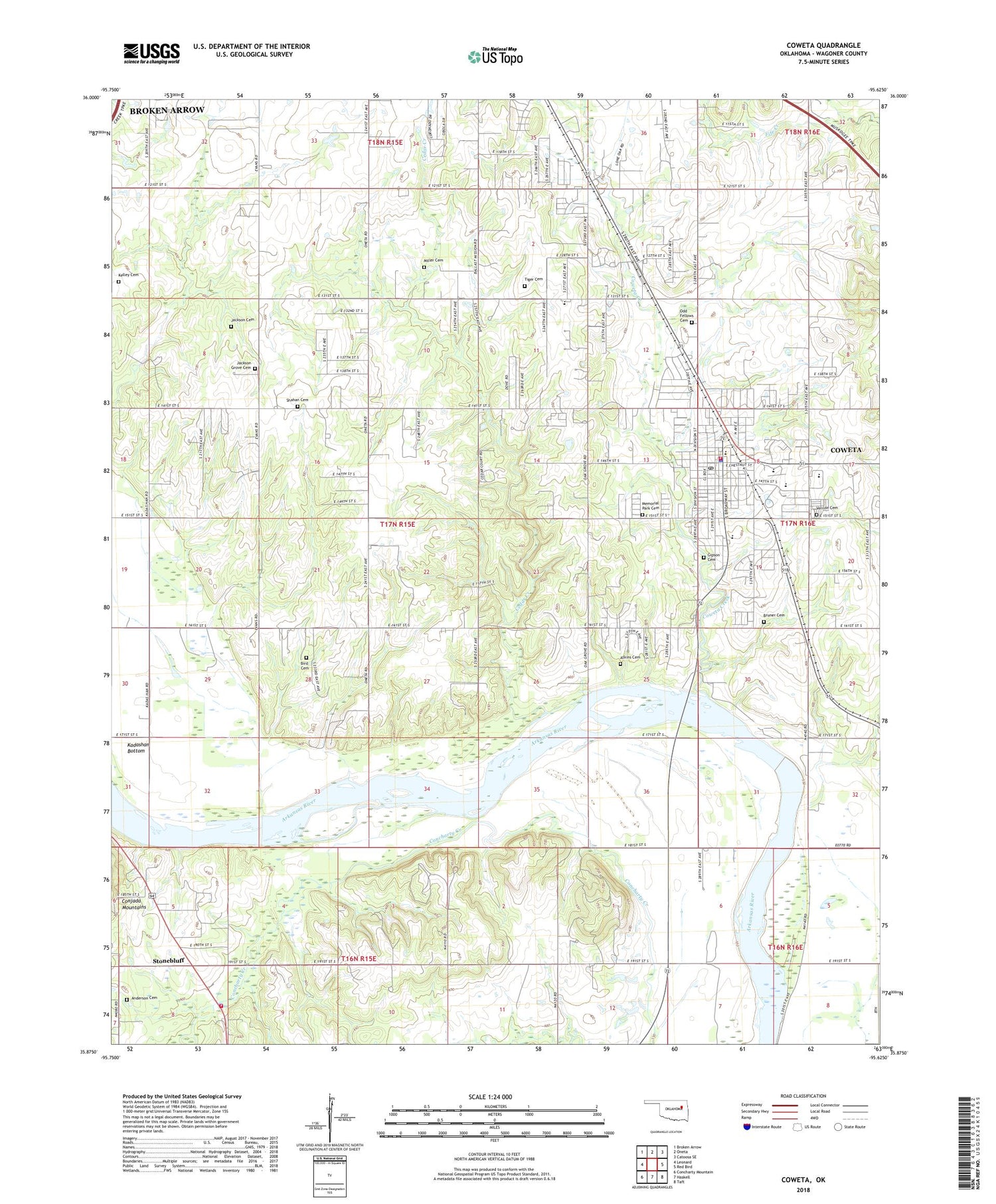 Coweta Oklahoma US Topo Map Image