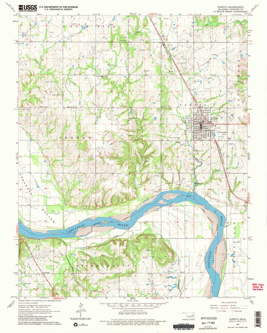 Classic USGS Coweta Oklahoma 7.5'x7.5' Topo Map Image