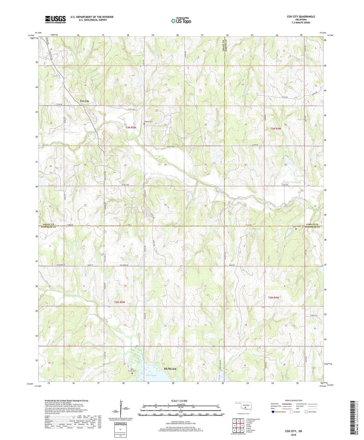 Cox City Oklahoma US Topo Map Image