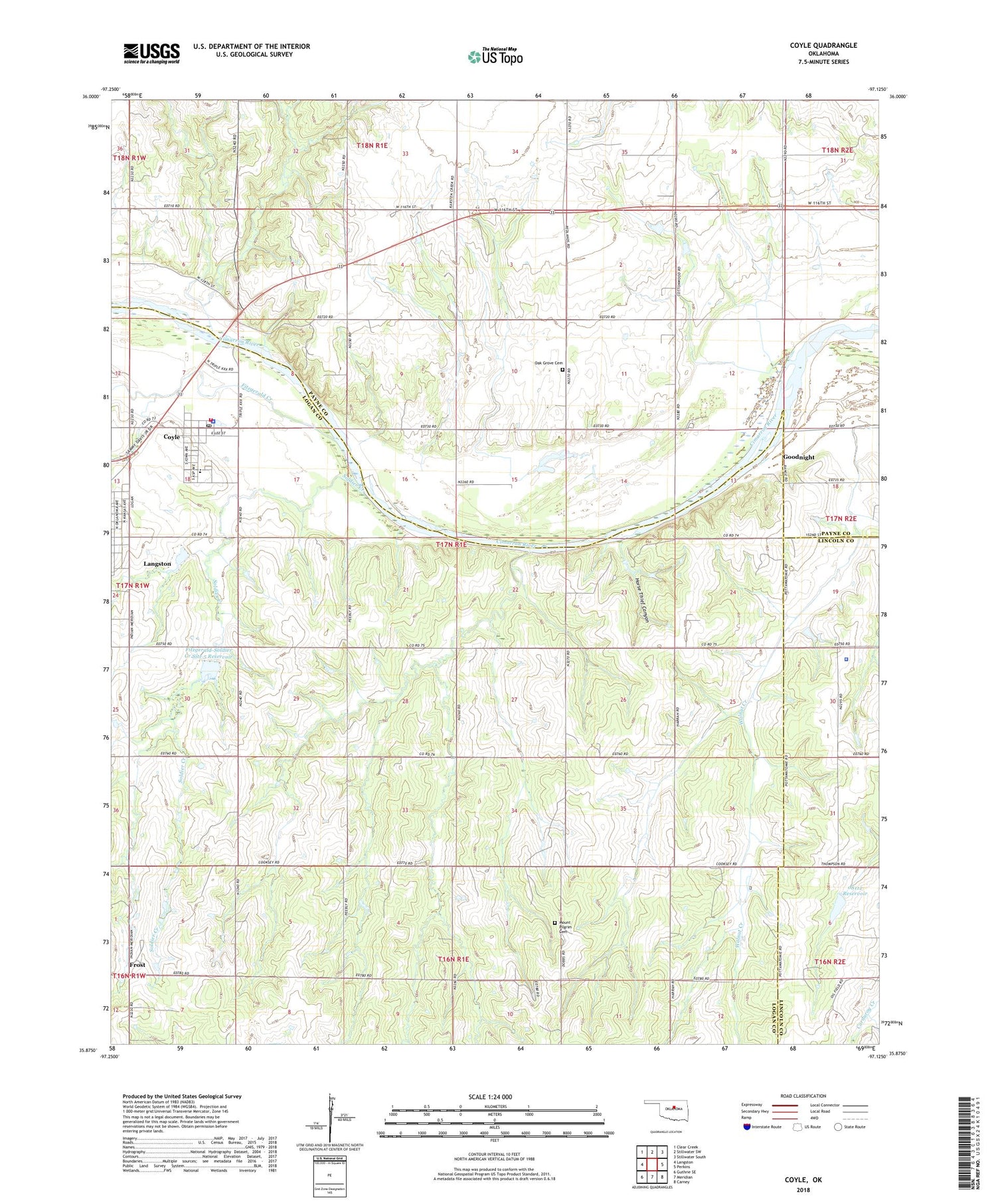 Coyle Oklahoma US Topo Map Image