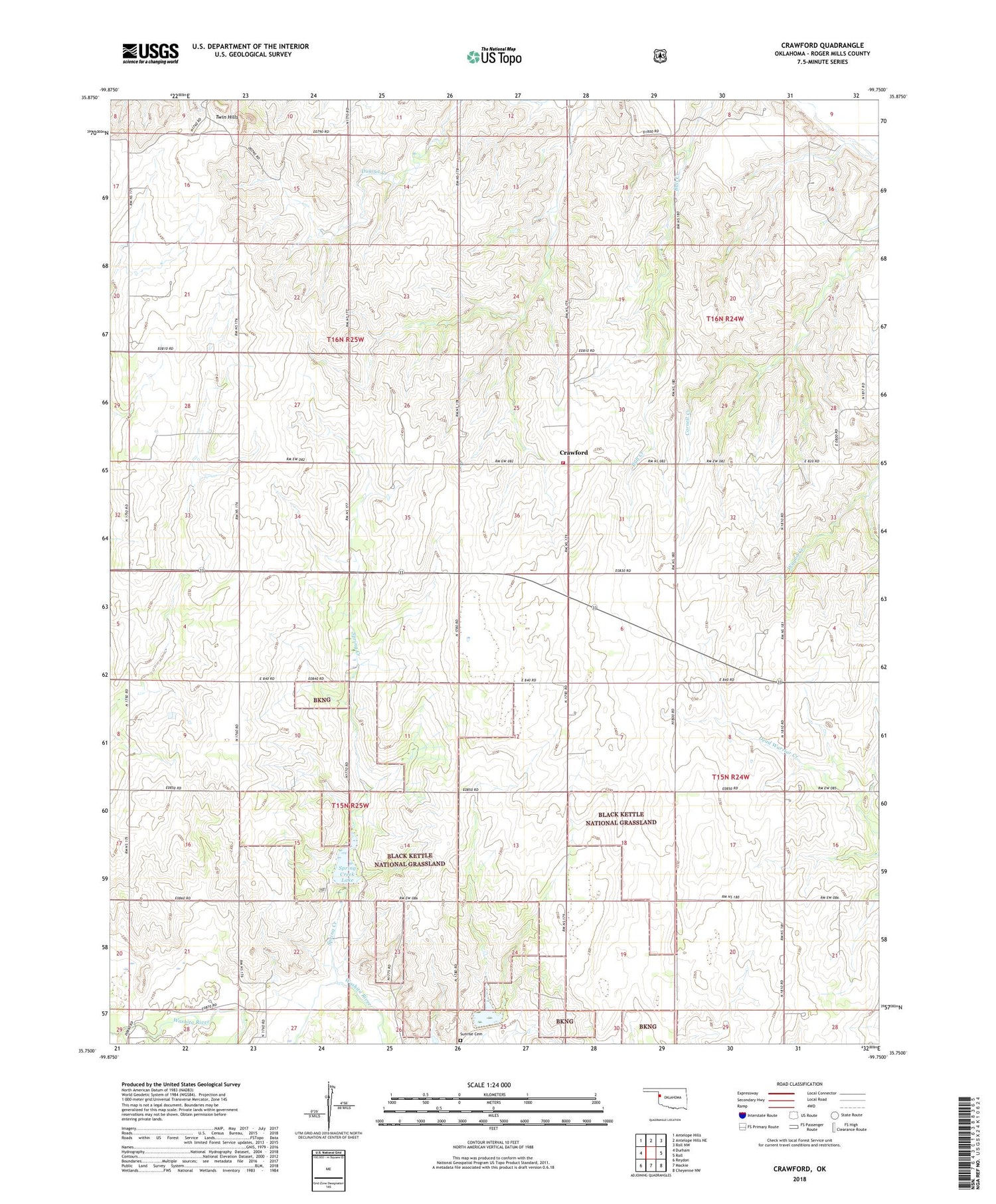 Crawford Oklahoma US Topo Map Image
