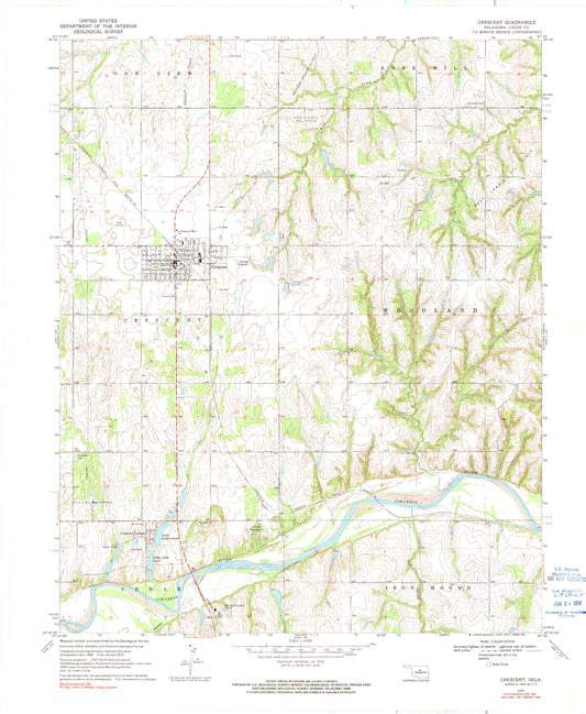 Classic USGS Crescent Oklahoma 7.5'x7.5' Topo Map Image