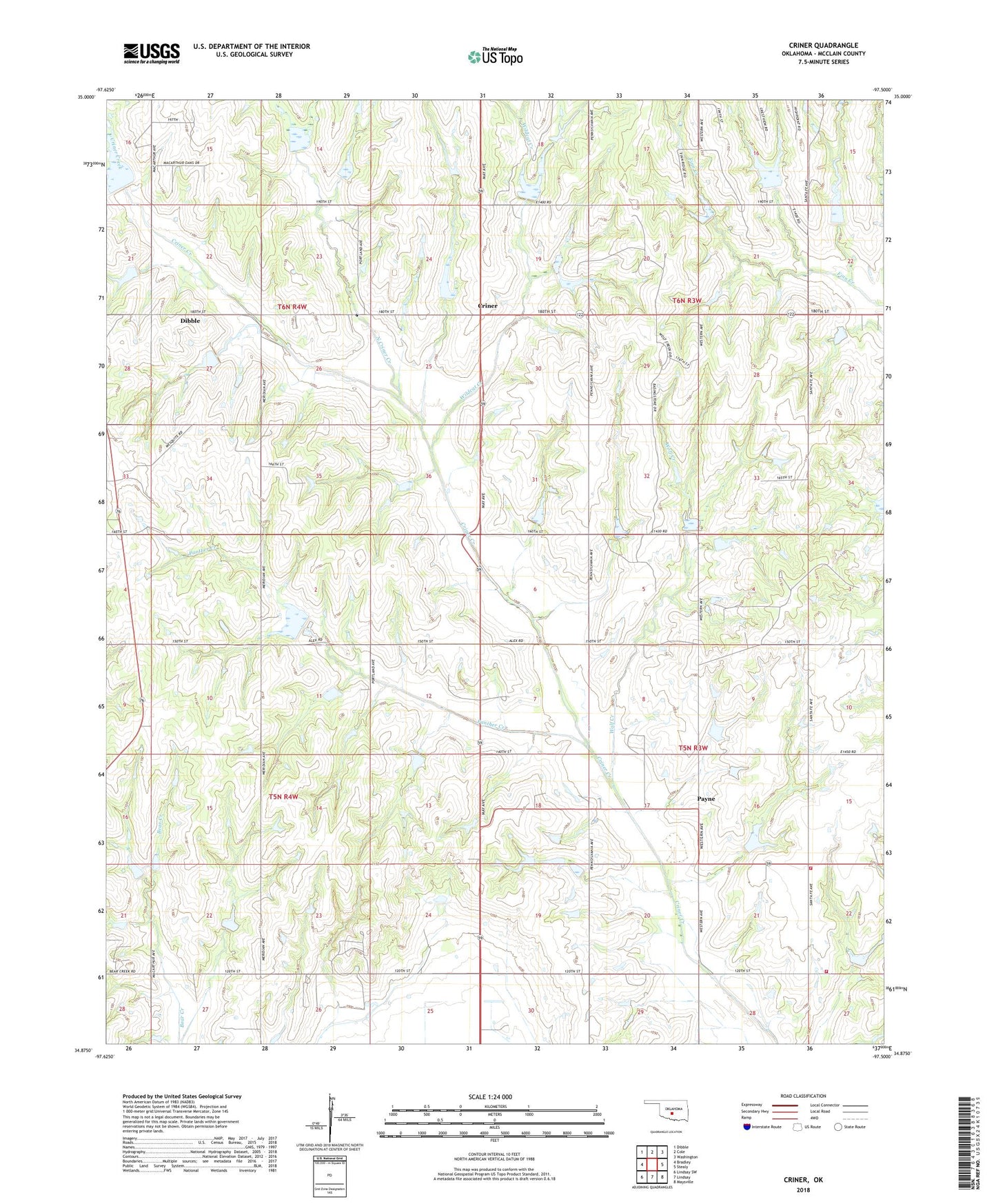 Criner Oklahoma US Topo Map Image