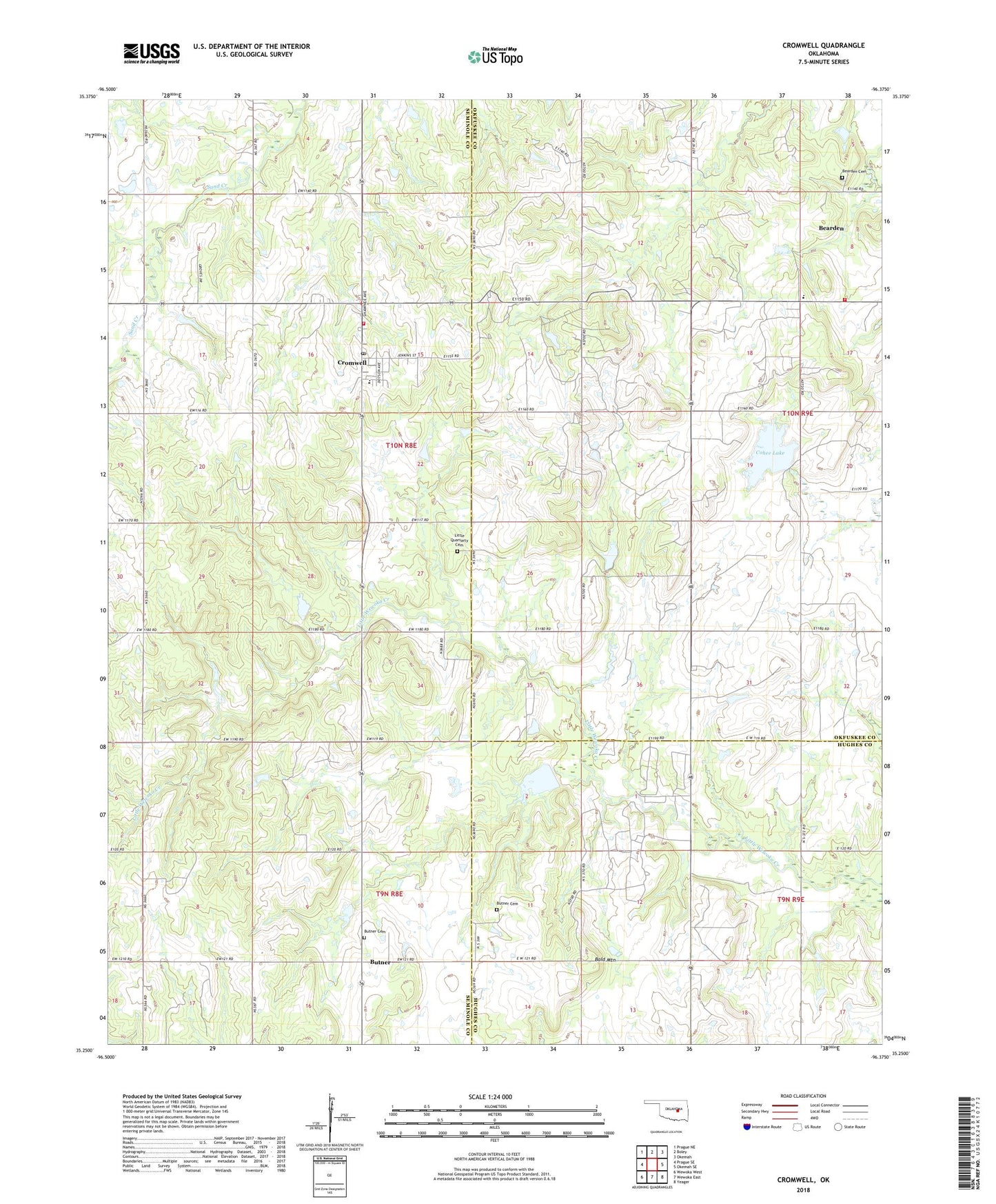 Cromwell Oklahoma US Topo Map Image