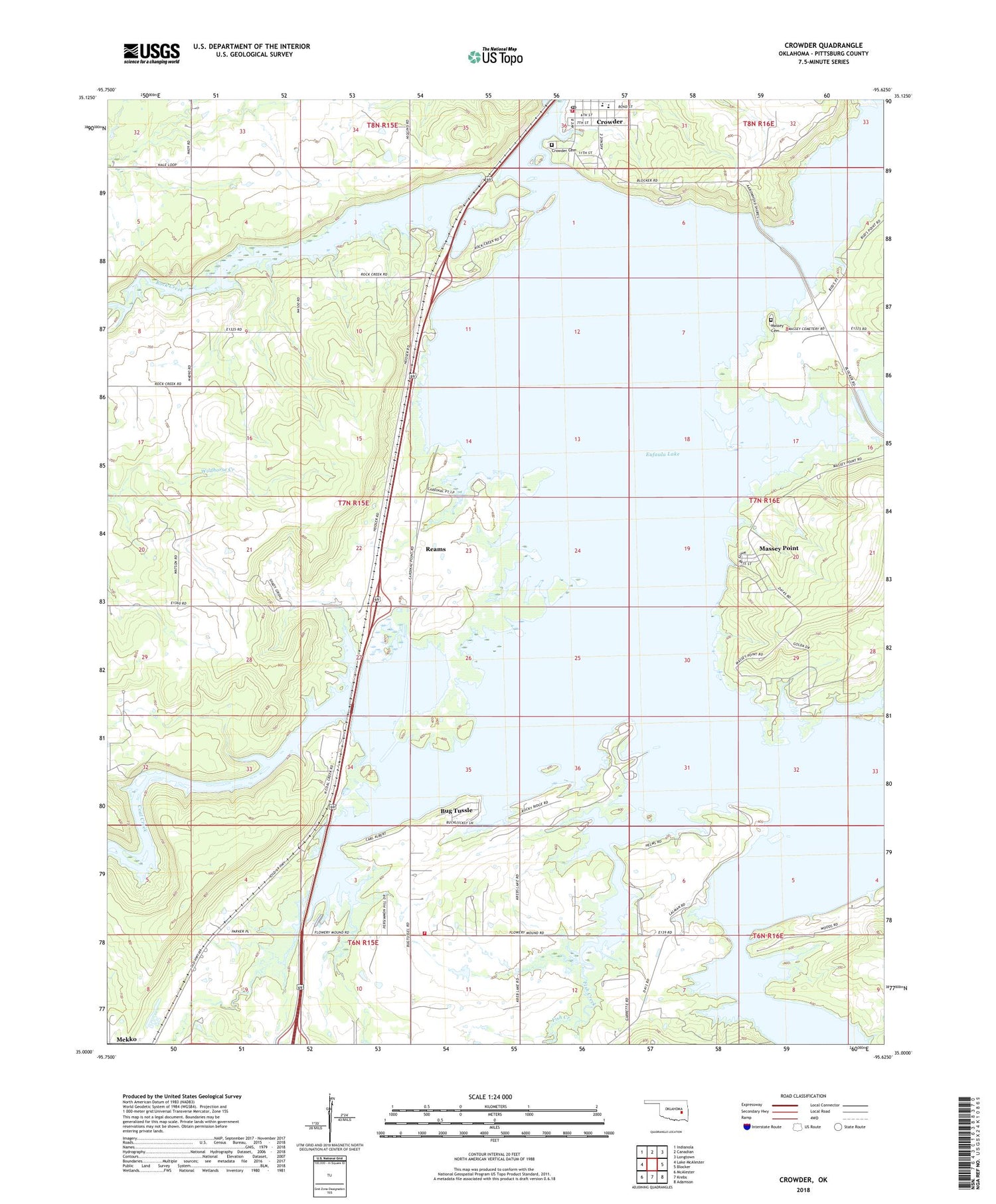 Crowder Oklahoma US Topo Map Image