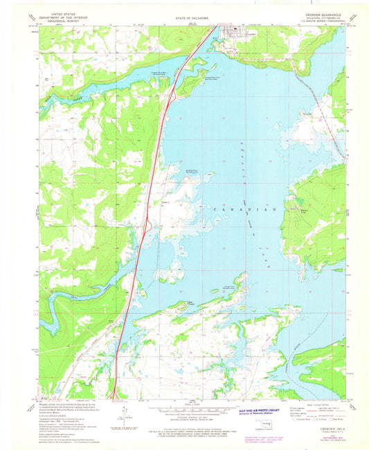 Classic USGS Crowder Oklahoma 7.5'x7.5' Topo Map Image