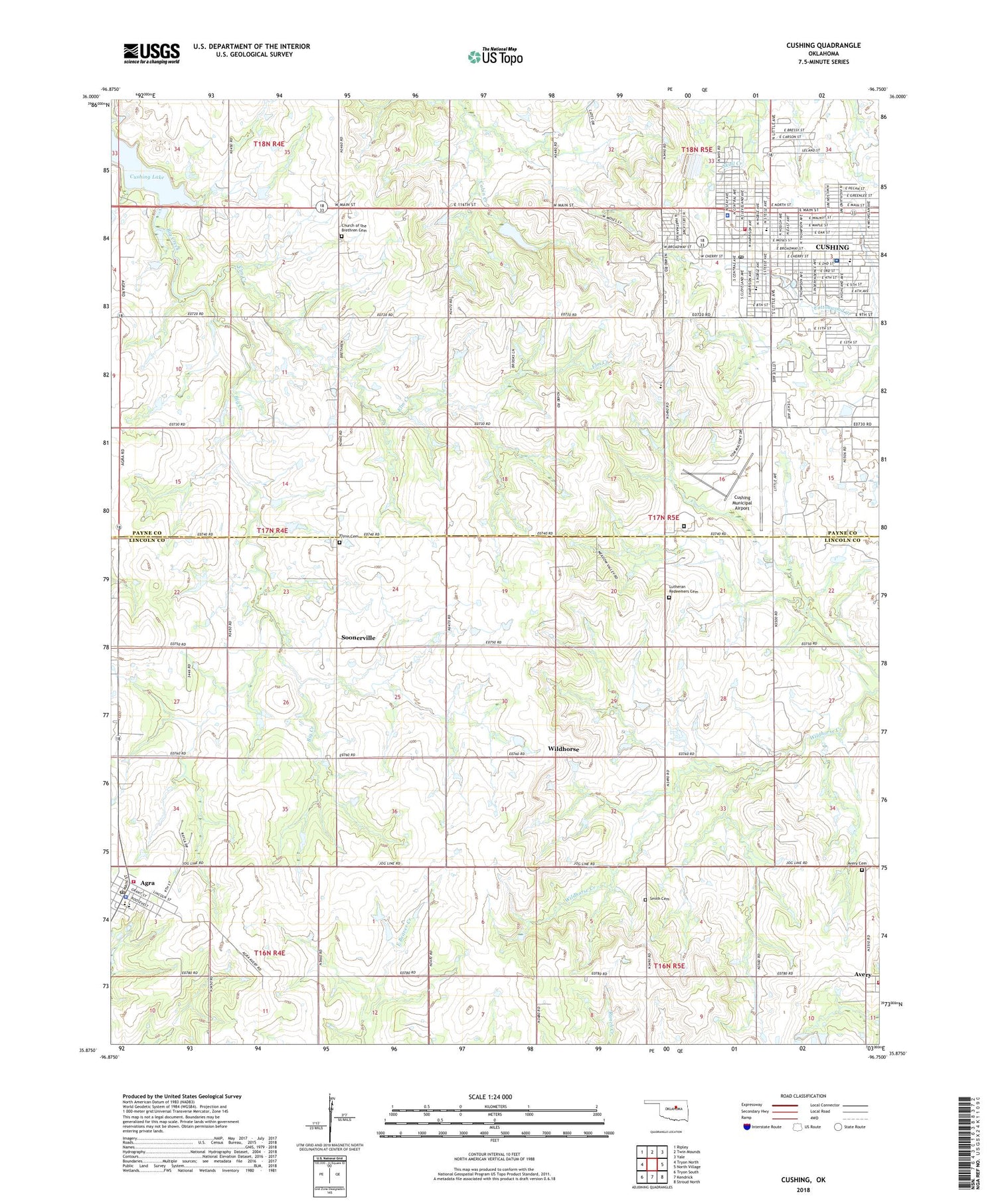 Cushing Oklahoma US Topo Map Image
