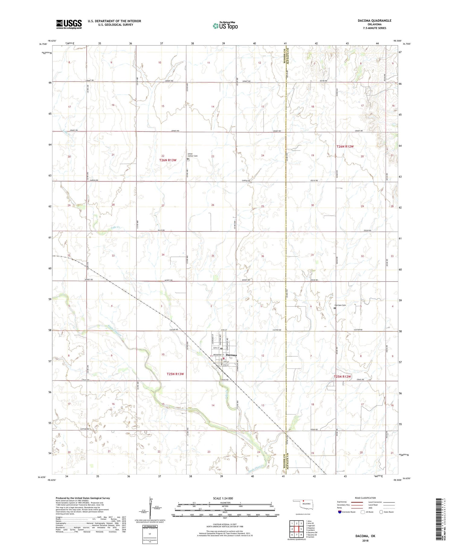 Dacoma Oklahoma US Topo Map Image