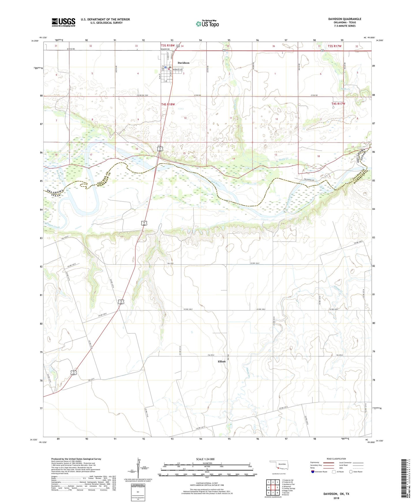Davidson Oklahoma US Topo Map Image