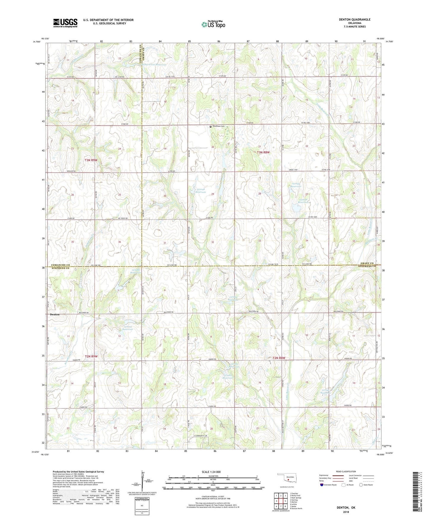 Denton Oklahoma US Topo Map Image