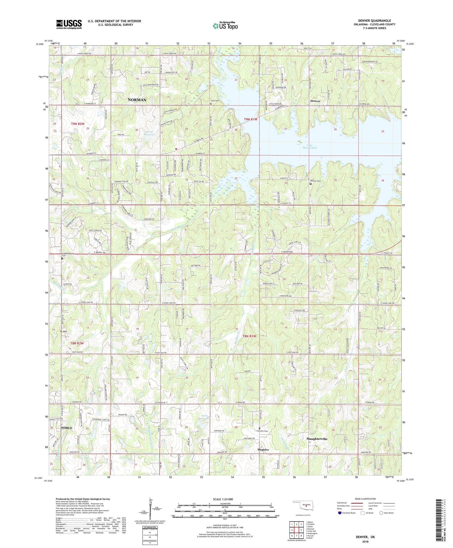Denver Oklahoma US Topo Map Image