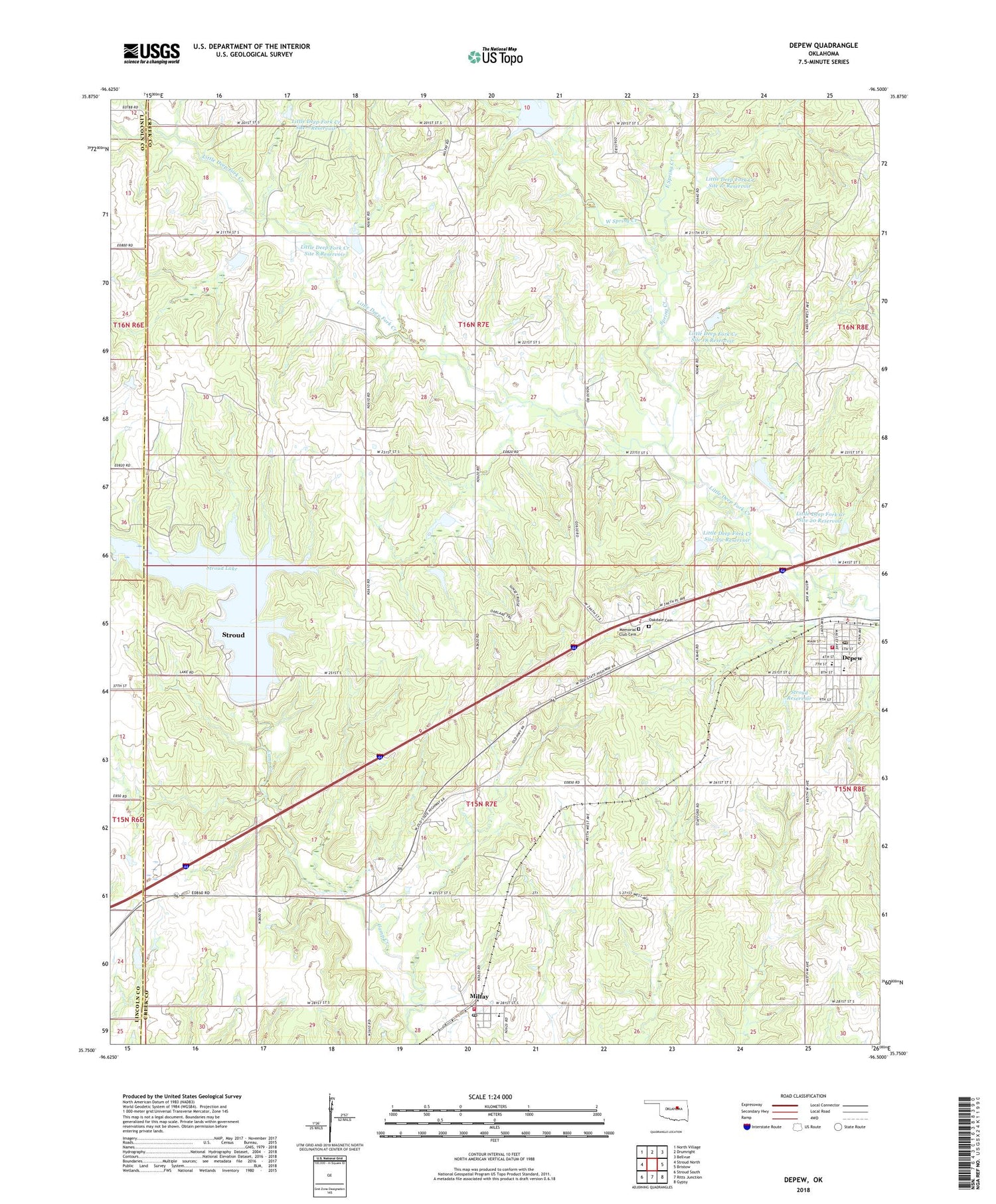 Depew Oklahoma US Topo Map Image