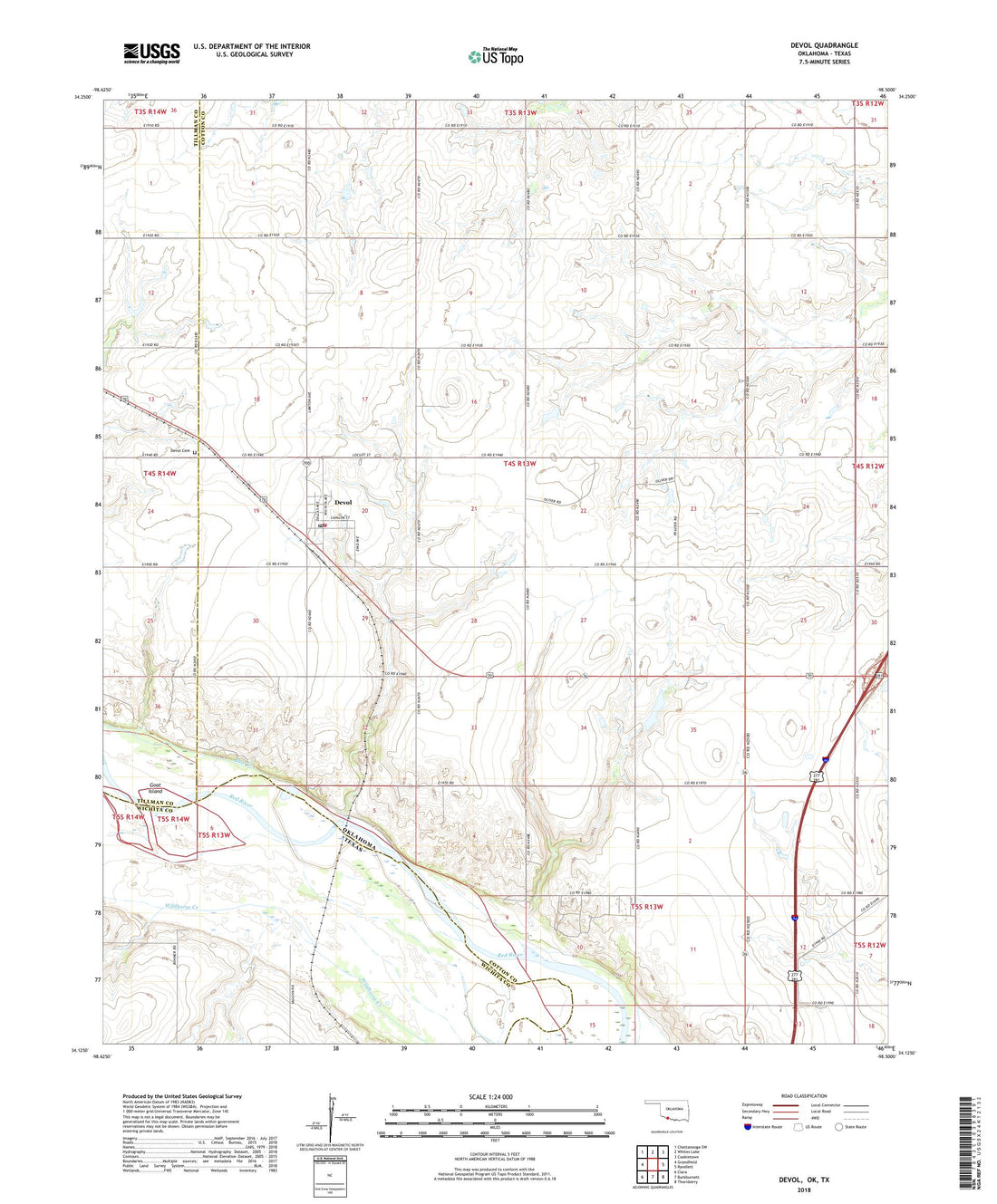 Devol Oklahoma US Topo Map MyTopo Map Store
