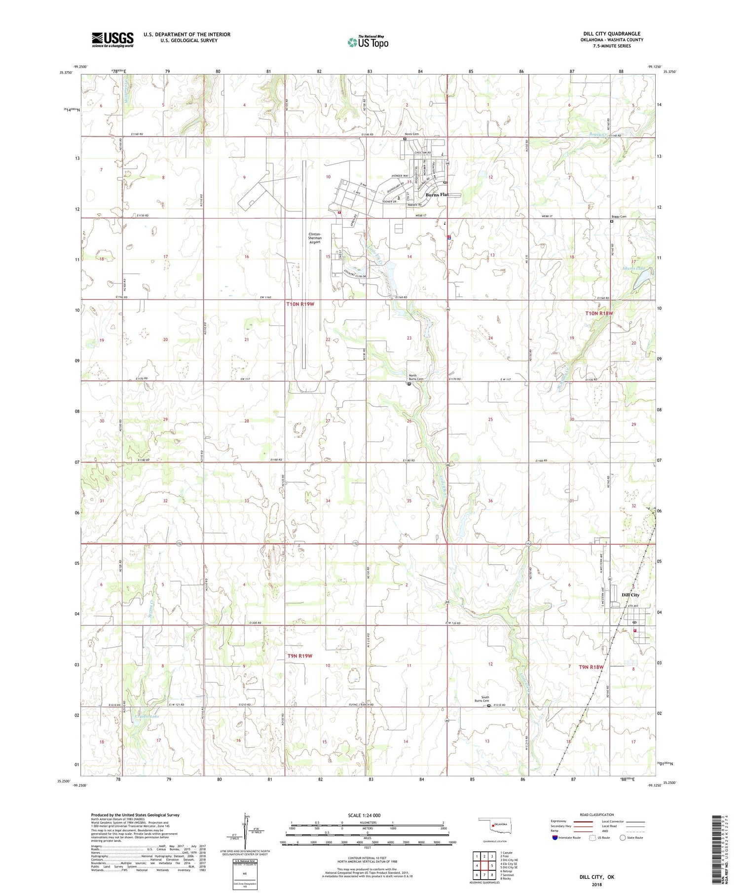 Dill City Oklahoma US Topo Map Image