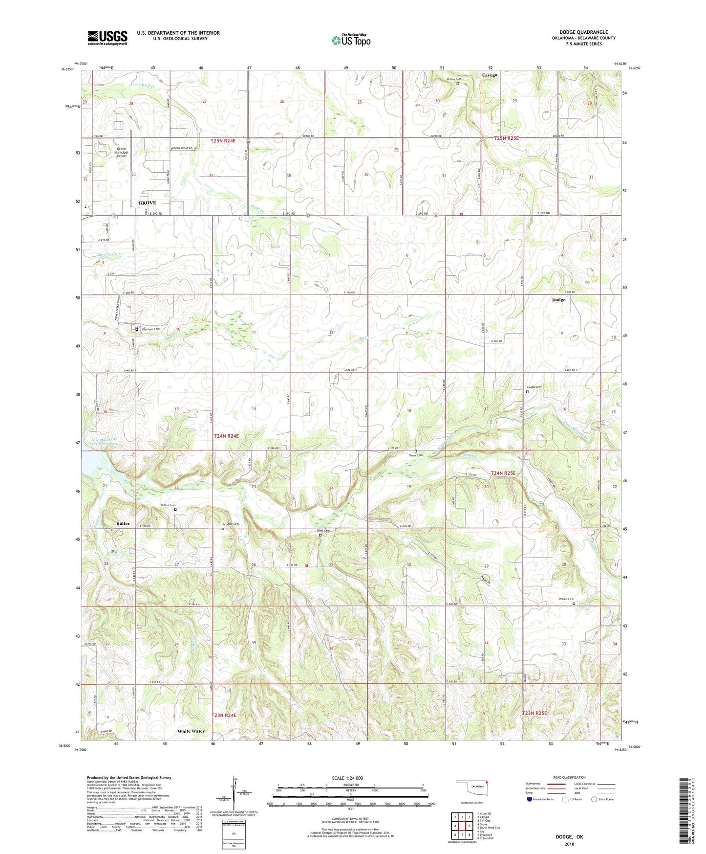 Dodge Oklahoma US Topo Map Image
