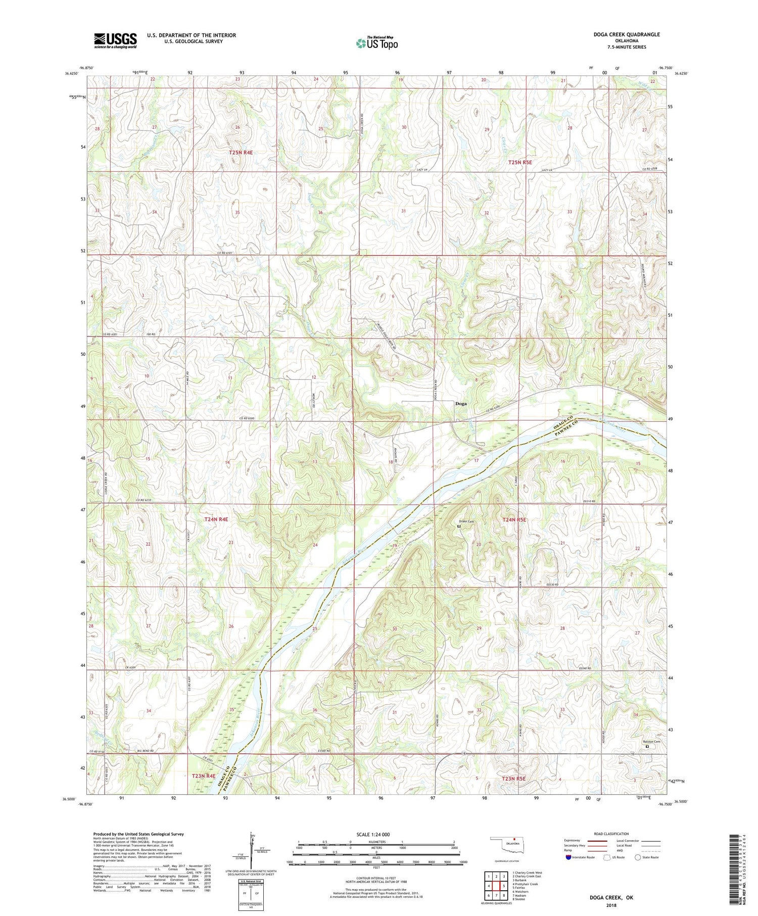 Doga Creek Oklahoma US Topo Map Image