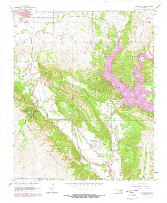 Classic USGS Dougherty Oklahoma 7.5'x7.5' Topo Map Image