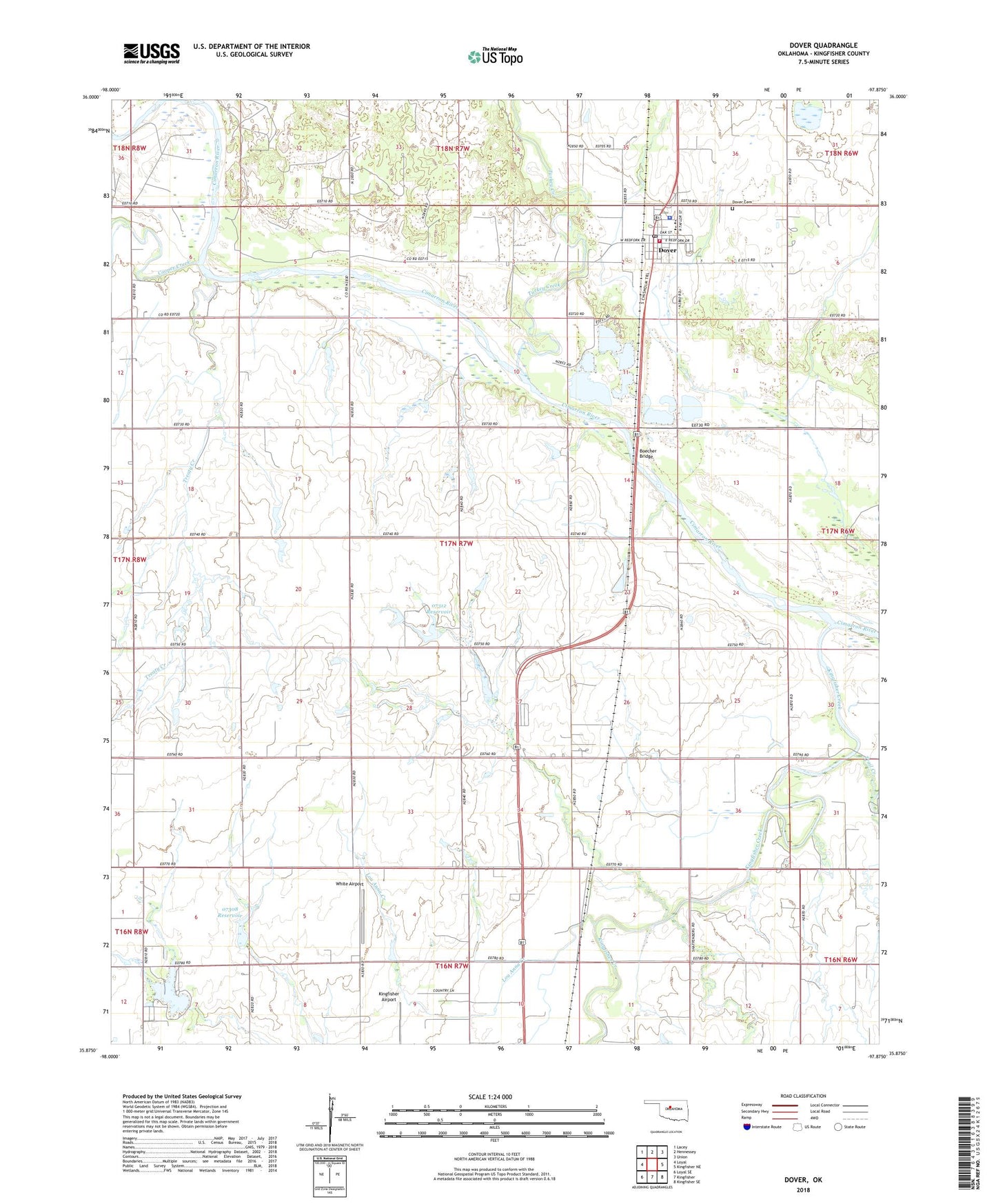 Dover Oklahoma US Topo Map Image