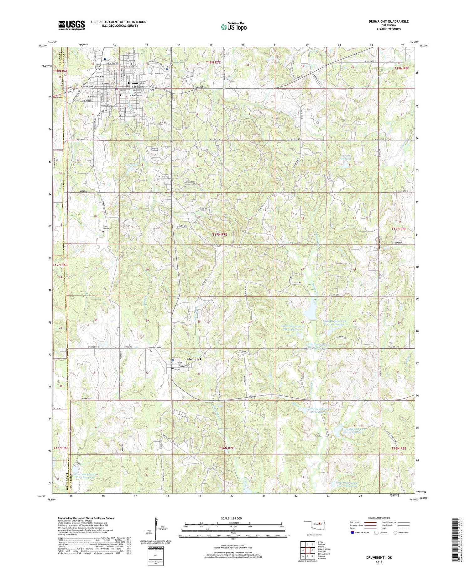 Drumright Oklahoma US Topo Map Image