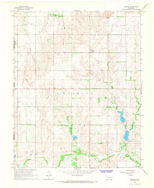 Classic USGS Durham Oklahoma 7.5'x7.5' Topo Map Image