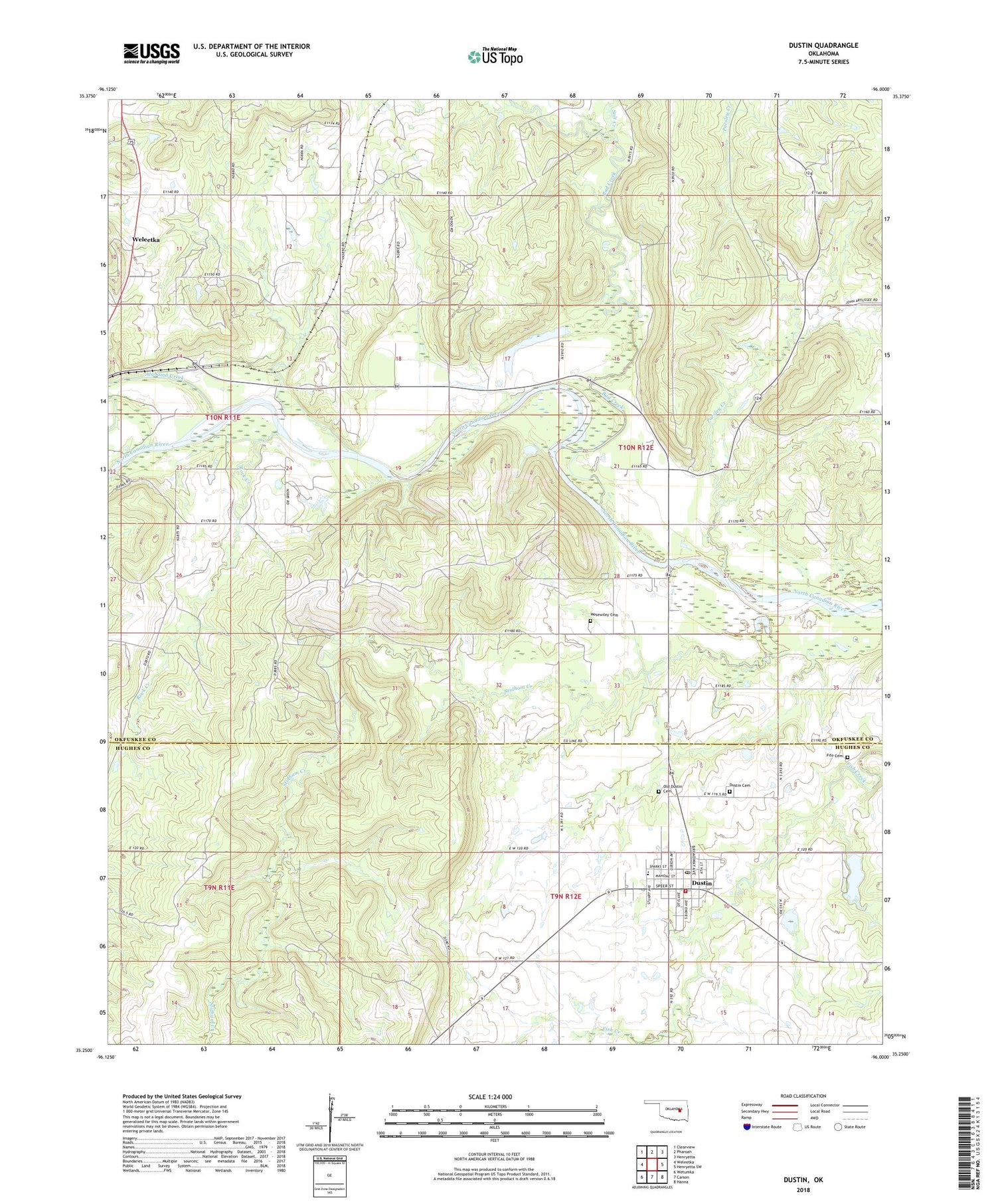 Dustin Oklahoma US Topo Map Image