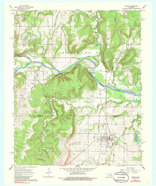 Classic USGS Dustin Oklahoma 7.5'x7.5' Topo Map Image