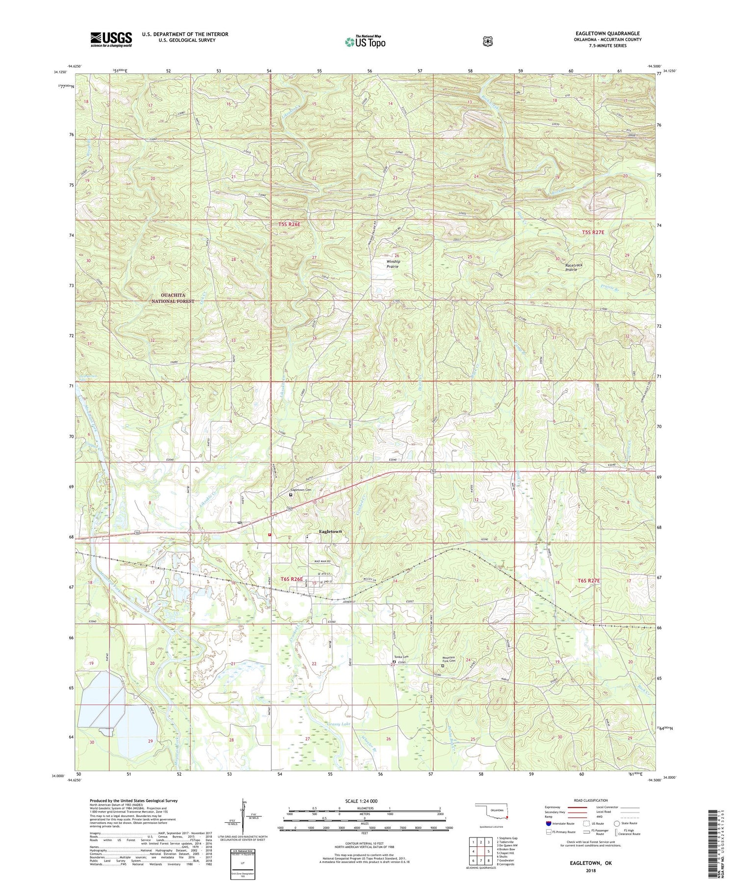 Eagletown Oklahoma US Topo Map Image