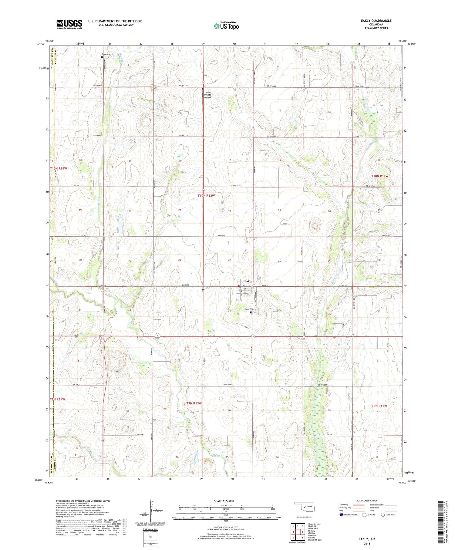 Eakly Oklahoma US Topo Map Image