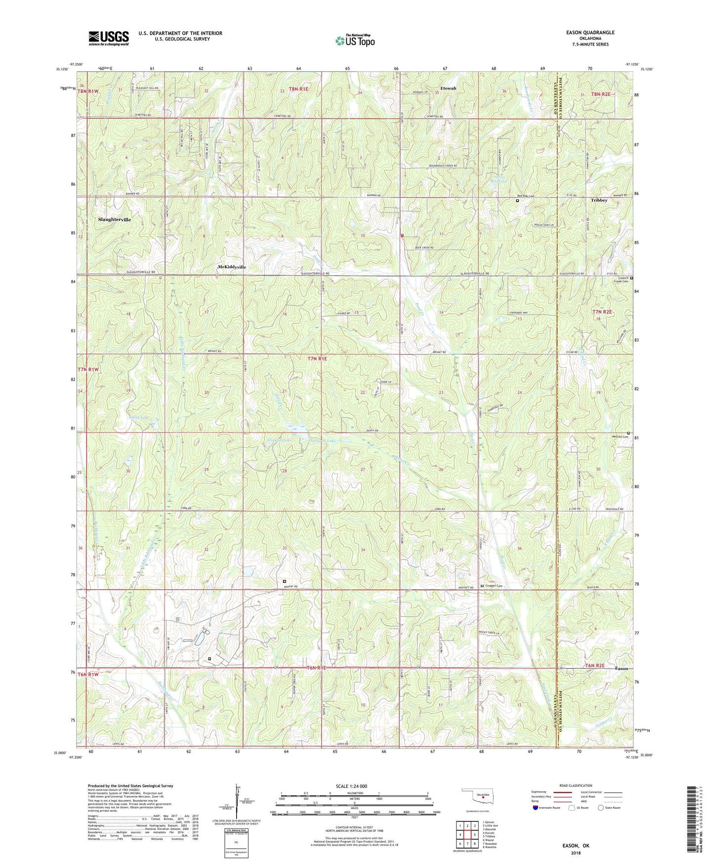 Eason Oklahoma US Topo Map Image