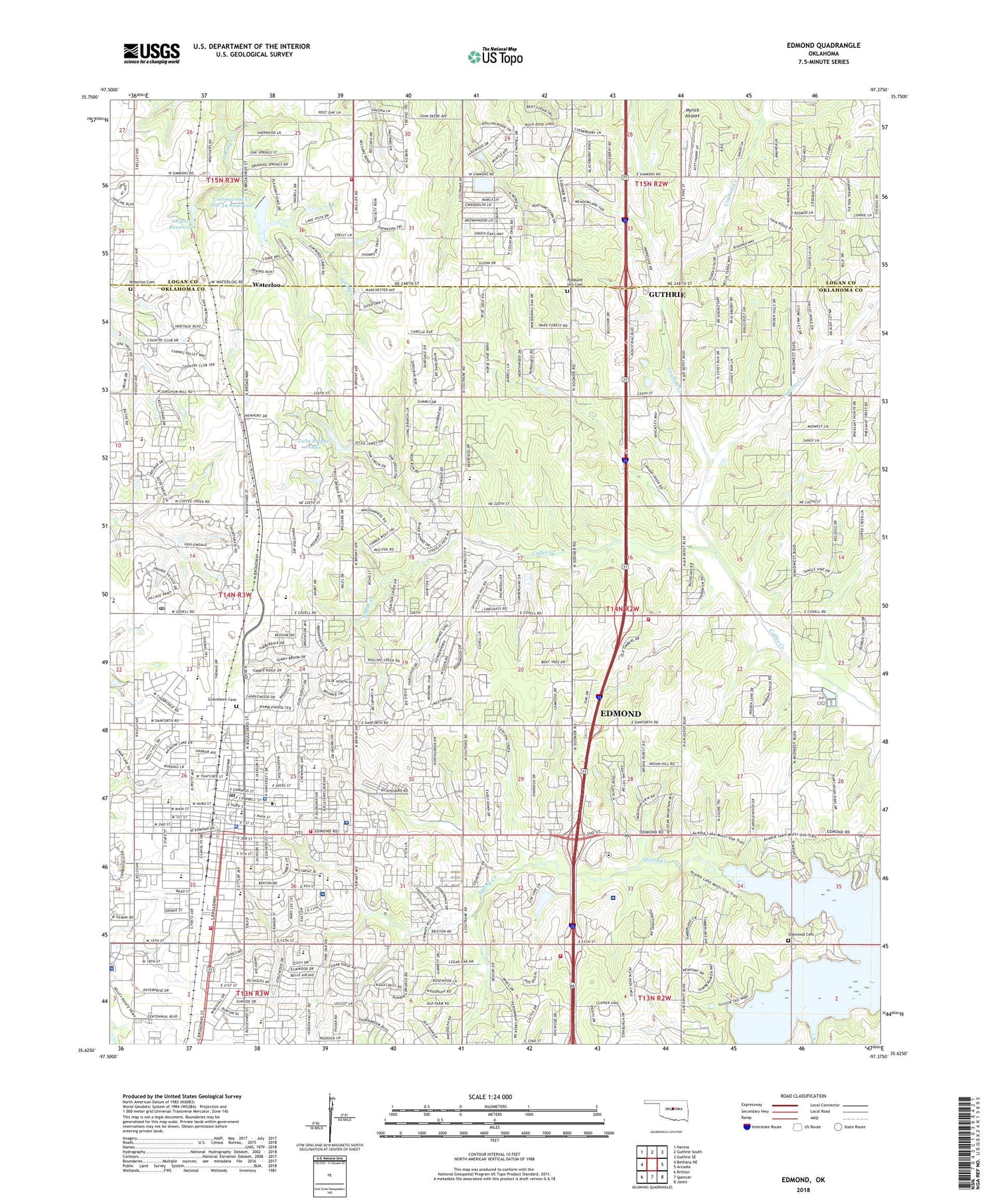Edmond Oklahoma US Topo Map Image