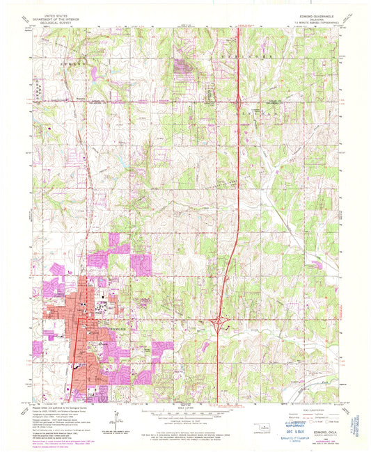 Classic USGS Edmond Oklahoma 7.5'x7.5' Topo Map Image